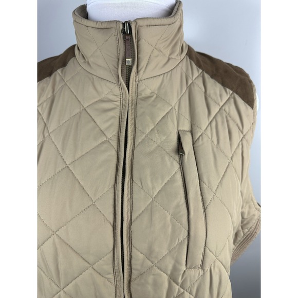 Lauren Ralph Lauren Quilted Vest Tan Zip Ribbed Sides Puffer Womens Plus Size 2X - Picture 7 of 16